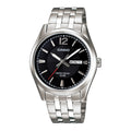 Casio Men Black Dial Day Date Stainless Steel Watch - MTP-1335D-1AV