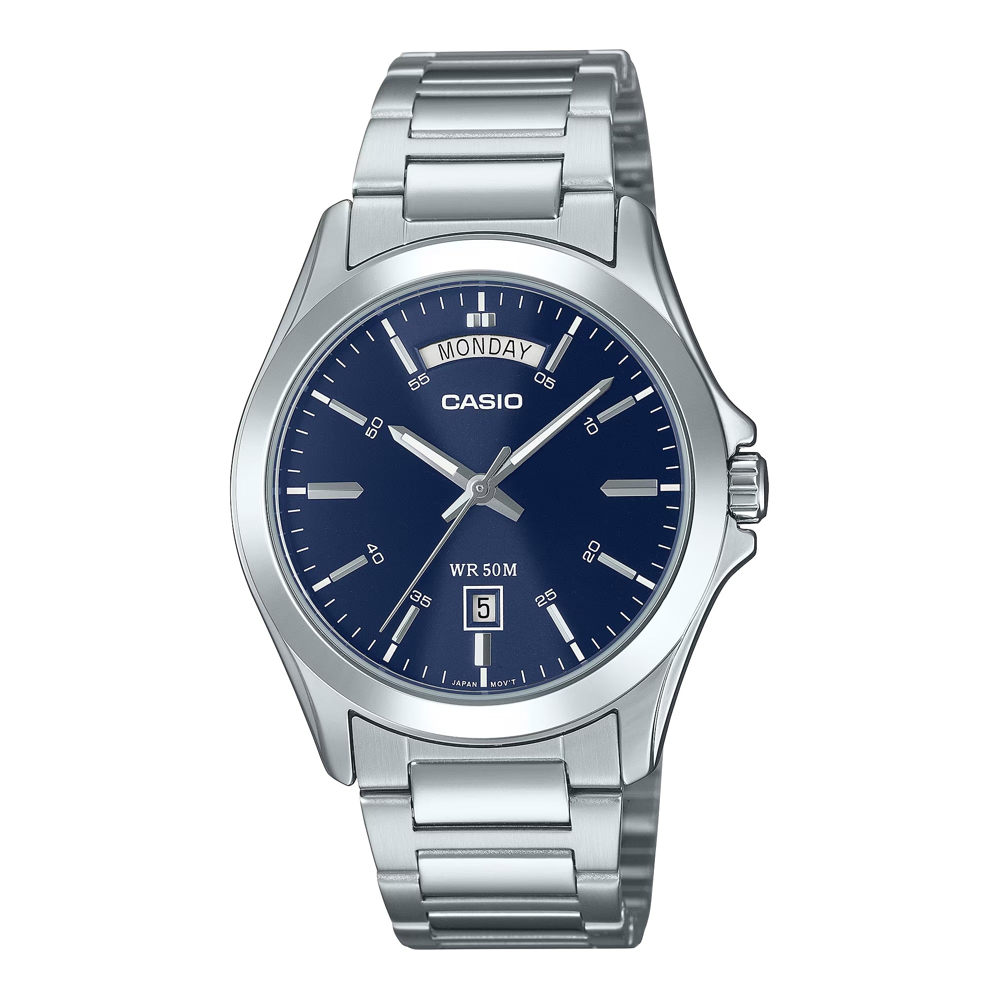 Casio Men Blue Dial Analog Stainless Steel Watch - MTP-1370D-2A2VDF