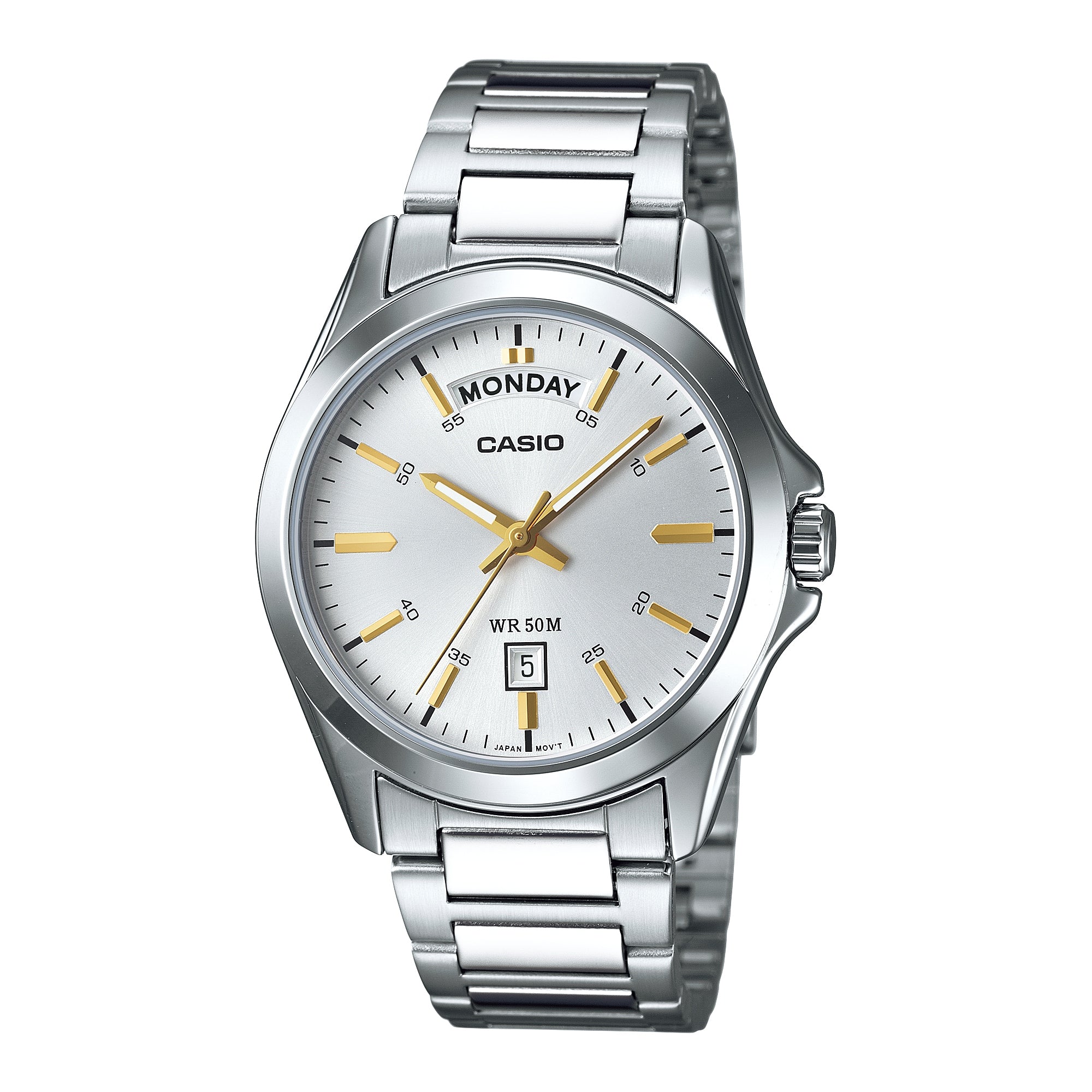 Casio Men Silver Dial Analog Watch with Stainless Steel Bracelet - MTP-1370D-7A2VDF