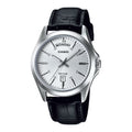 Casio Men Silver Dial Analog Watch with Black Leather Band - MTP-1370L-7AVDF