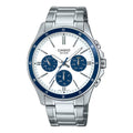 Casio Men White Blue Multi-Function Steel Watch - MTP-1374D-7A2VDF
