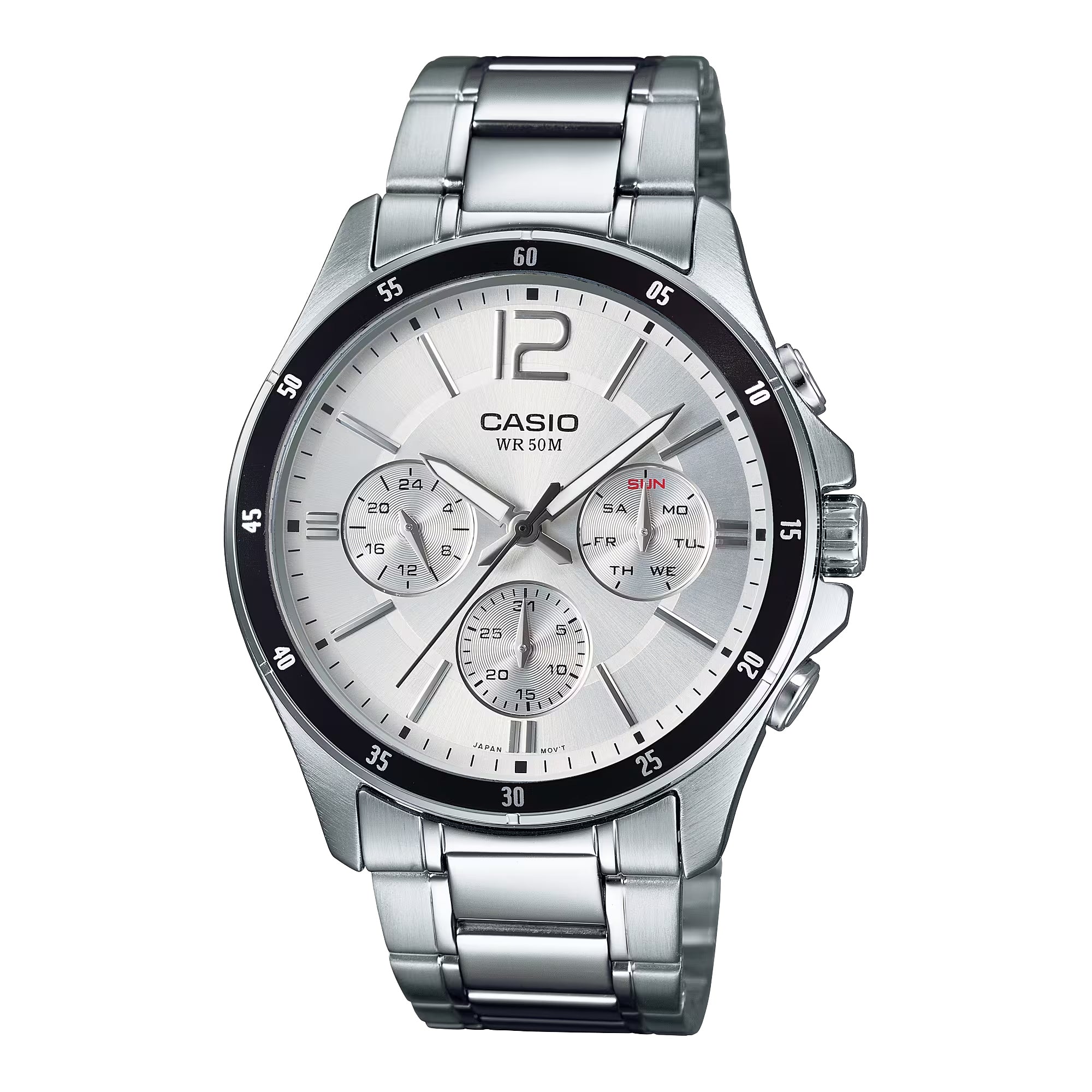 Casio Men Silver Dial Analog Watch with Stainless Steel Bracelet - MTP-1374D-7AV