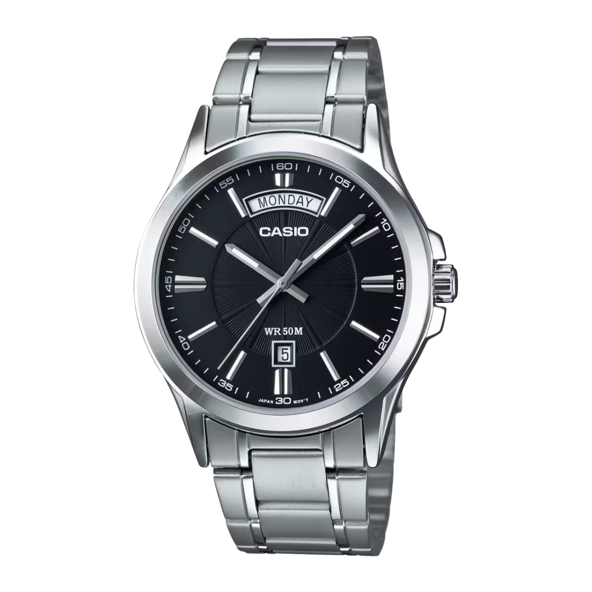 Casio Men Black Dial Analog Watch Stainless Steel Bracelet - MTP-1381D-1AVDF