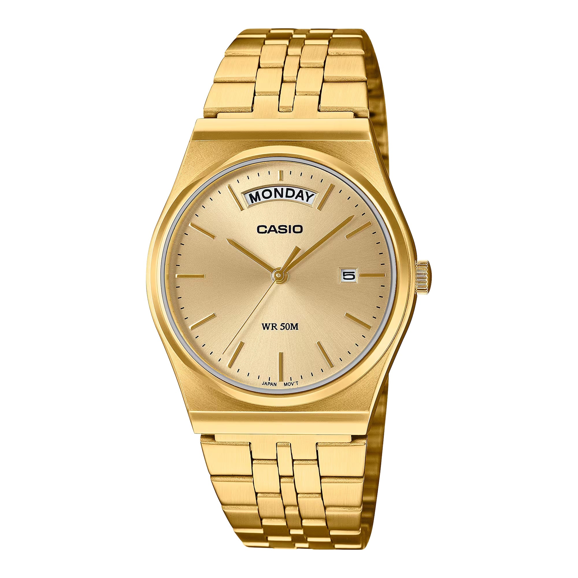 Casio Men Gold-Tone Stainless Steel Watch Champagne Dial - MTP-B146G-9AVDF