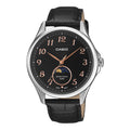 Casio Men Black Moon Phase Analog Leather Strap Watch - MTP-M110L-1AVDF