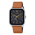 Casio Men Moon Phase Black Dial Leather Analog Watch - MTP-M305L-1AVDF