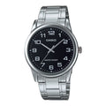 Casio Men Silver Analog Watch with Black Dial - MTP-V001D-1B