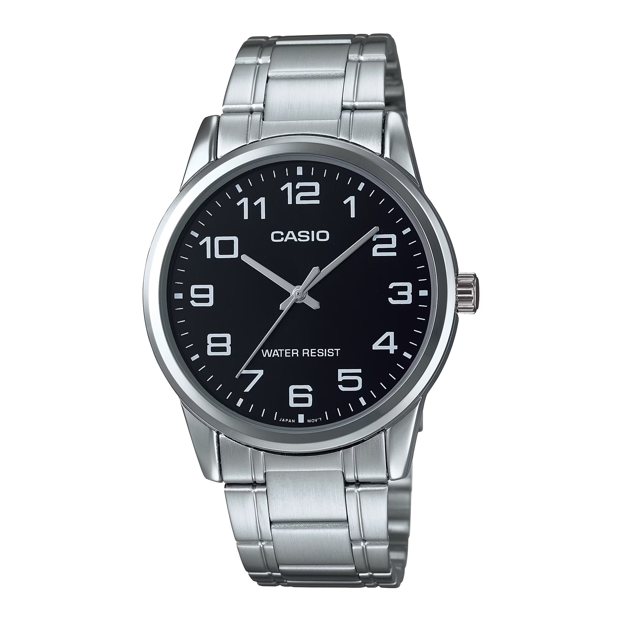 Casio Men Silver Analog Watch with Black Dial - MTP-V001D-1B