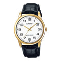 Casio Men Black Leather Watch with White Dial - MTP-V001GL-7B