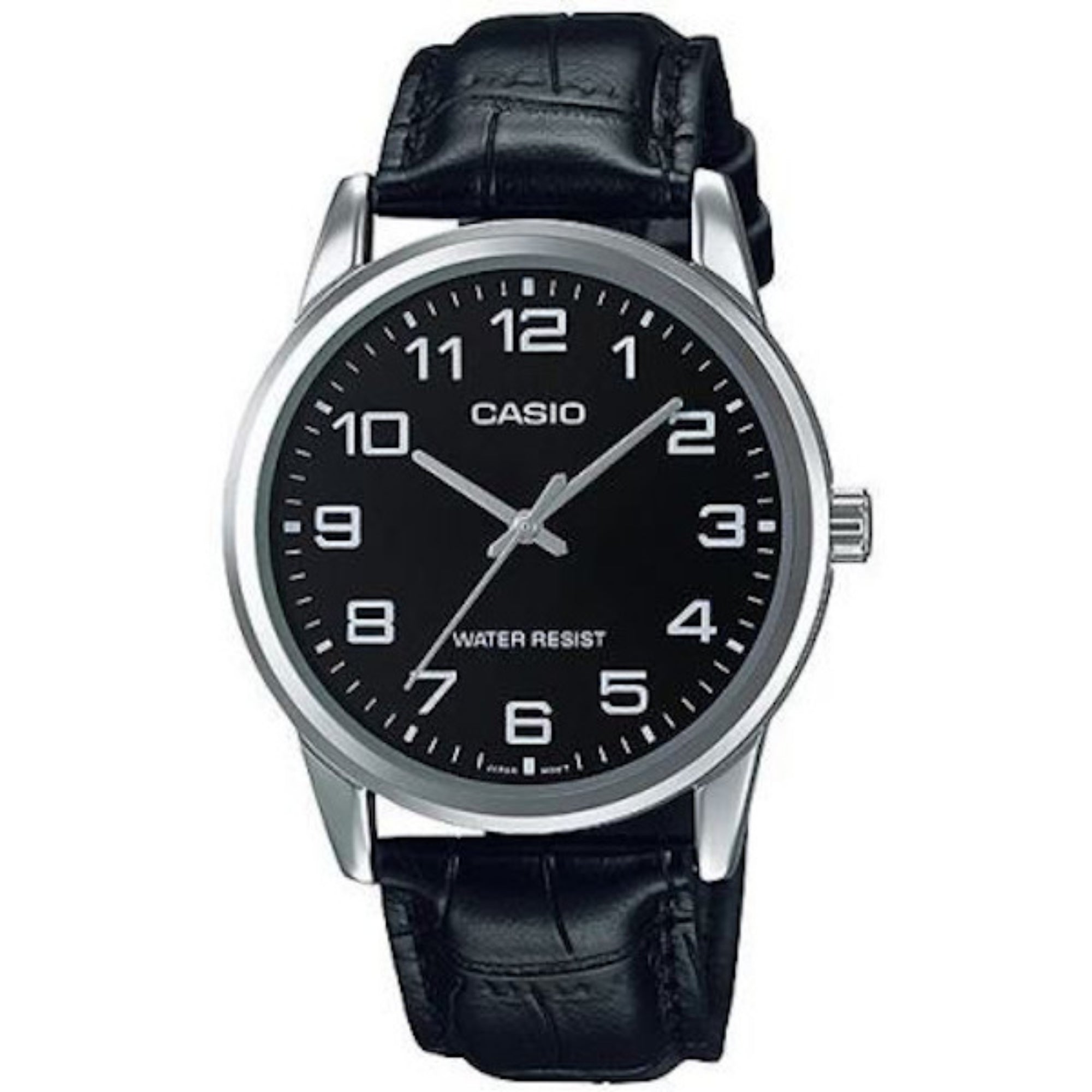 Casio Men Black Dial Analog Watch with Black Leather Strap - MTP-V001L-1BUDF