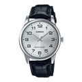 Casio Men Silver Dial Analog Watch with Black Leather Strap - MTP-V001L-7BUDF