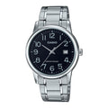 Casio Men Black Dial Analog Watch with Silver Stainless Steel Band - MTP-V002D-1B