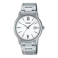 Casio Men Stainless Steel Analog Watch with White Dial and Date - MTP-V002D-7B3