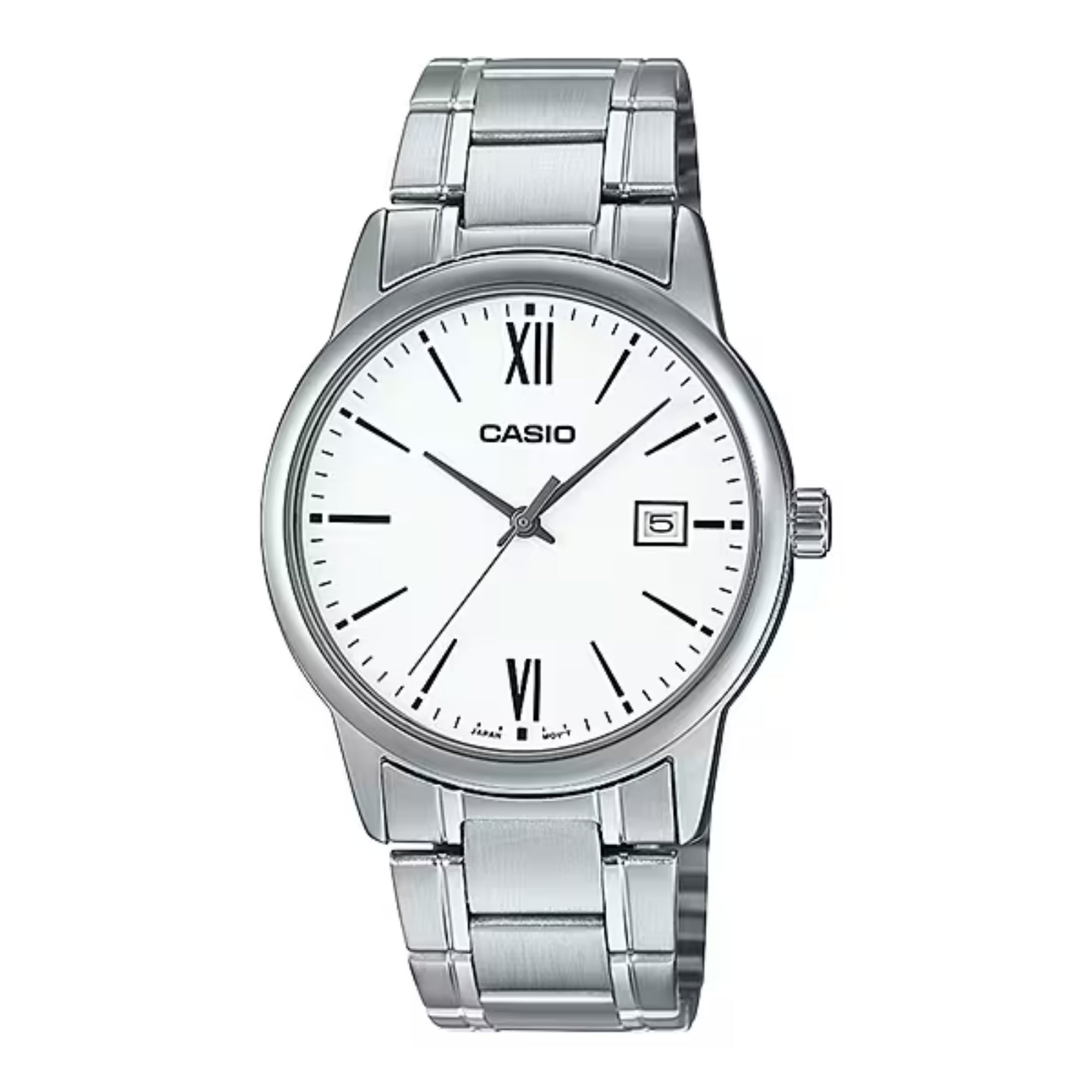 Casio Men Stainless Steel Analog Watch with White Dial and Date - MTP-V002D-7B3