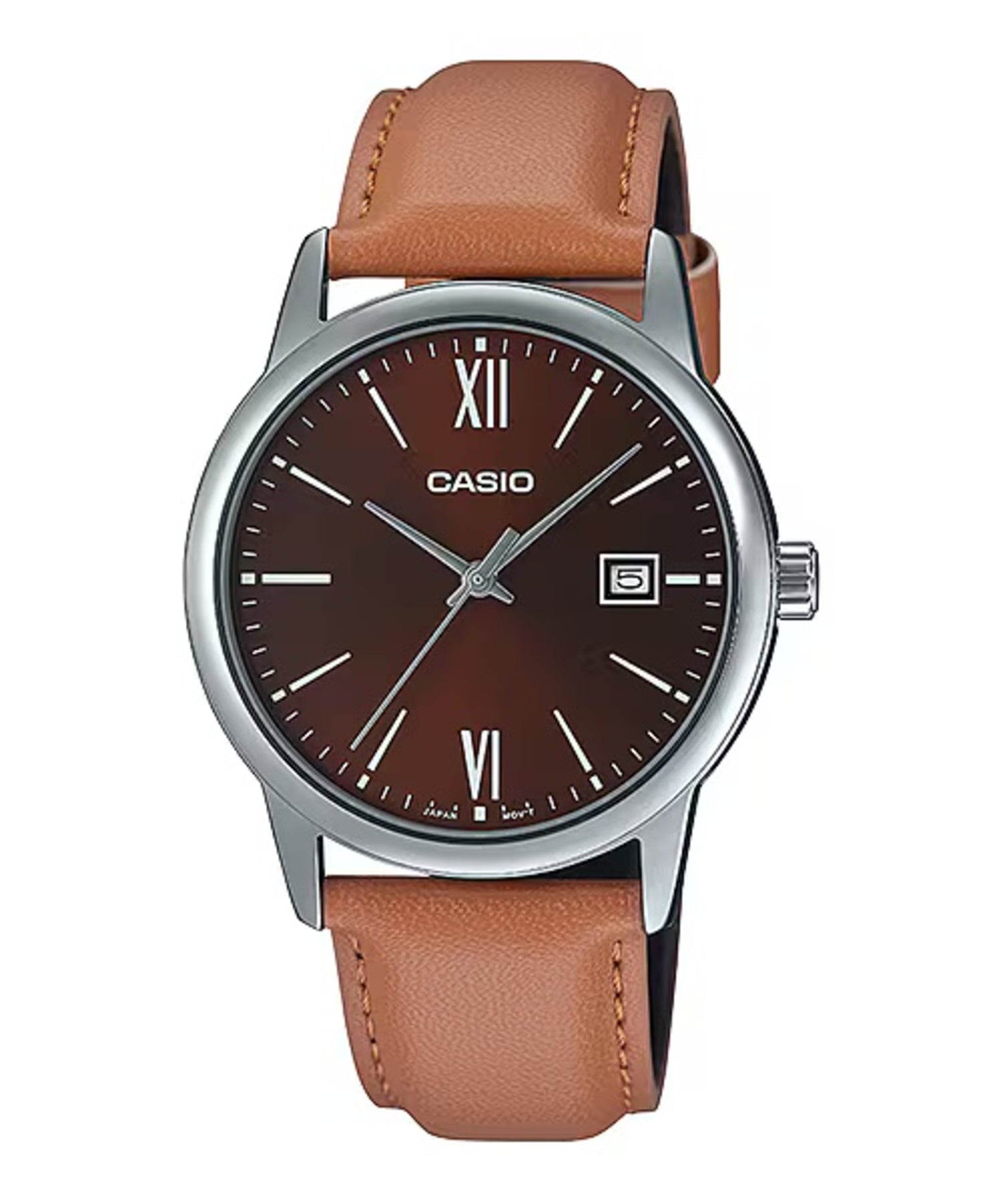 Casio Men Brown Dial Leather Strap Watch - MTP-V002L-5B3UDF