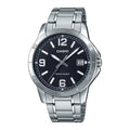 Casio Men Silver Stainless Steel Watch with Black Dial - MTP-V004D-1B2UDF
