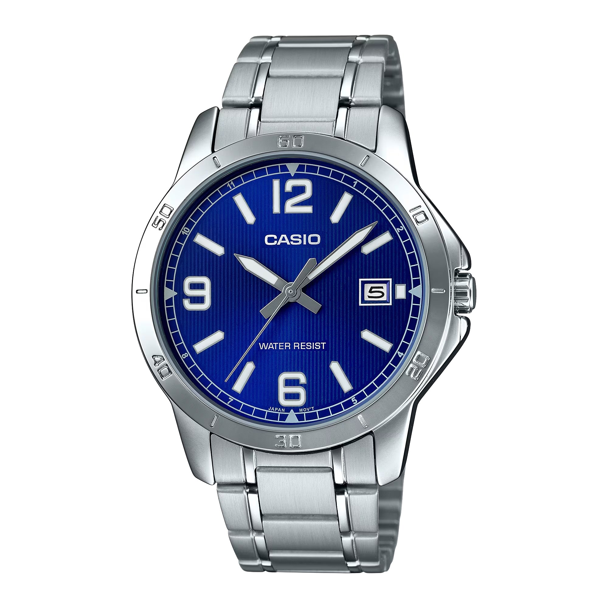 Casio Men Blue Dial Analog Watch with Stainless Steel Bracelet - MTP-V004D-2BUDF