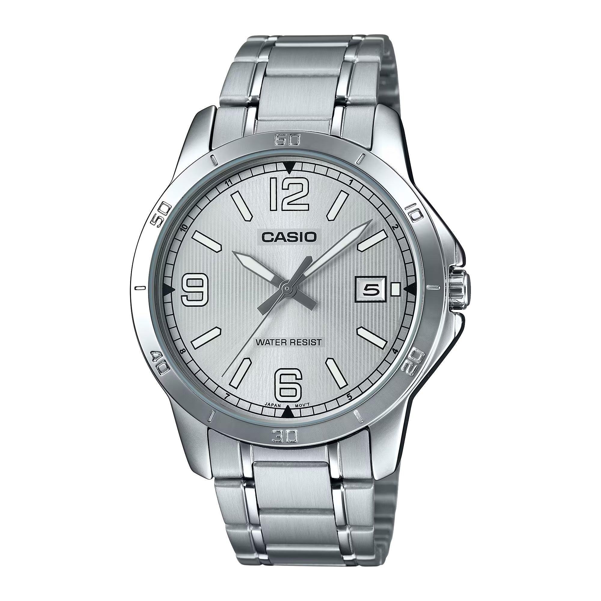 Casio Men Silver Dial Stainless Steel Bracelet Watch - LTP-V004D-7B2UDF