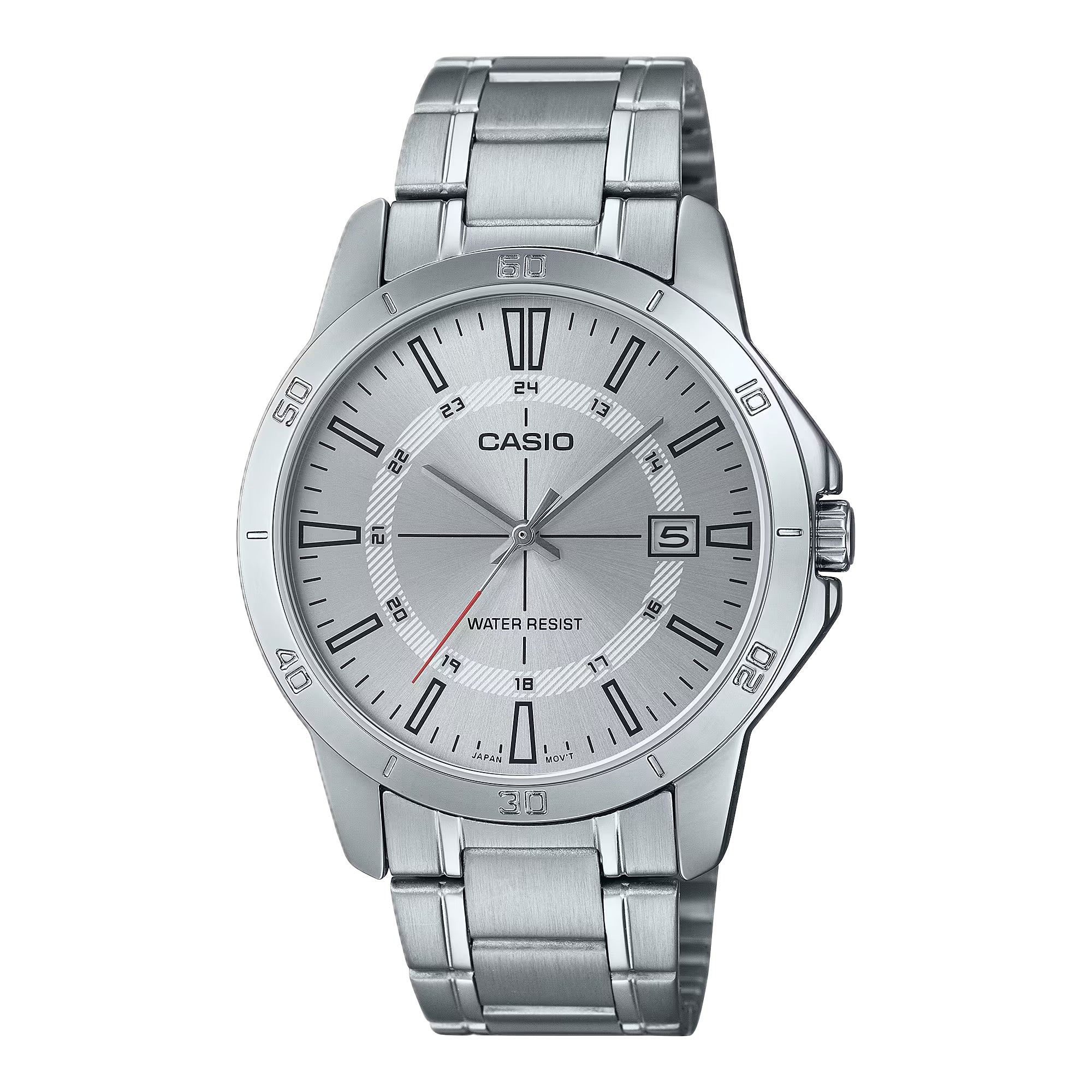 Casio Men Silver Dial Stainless Steel Bracelet Watch - Casio_MTP_V004D_7CUDF