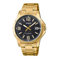 Casio Men Gold Stainless Steel Watch with Black Dial - MTP-V004G-1BUDF