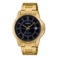 Casio Men Gold Stainless Steel Watch with Black Dial - MTP-V004G-1CUDF