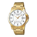 Casio Men Gold Analog Watch with White Dial - MTP-V004G-7B
