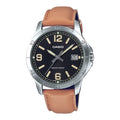 Casio Men Black Dial Brown Leather Strap Analog Watch - MTP-V004L-1B2UDF