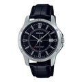 Casio Men Black Leather Watch with Black Dial - MTP-V004L-1CUDF