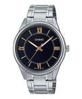 Casio Men Silver Stainless Steel Watch with Black Dial - MTP-V005D-1B5UDF