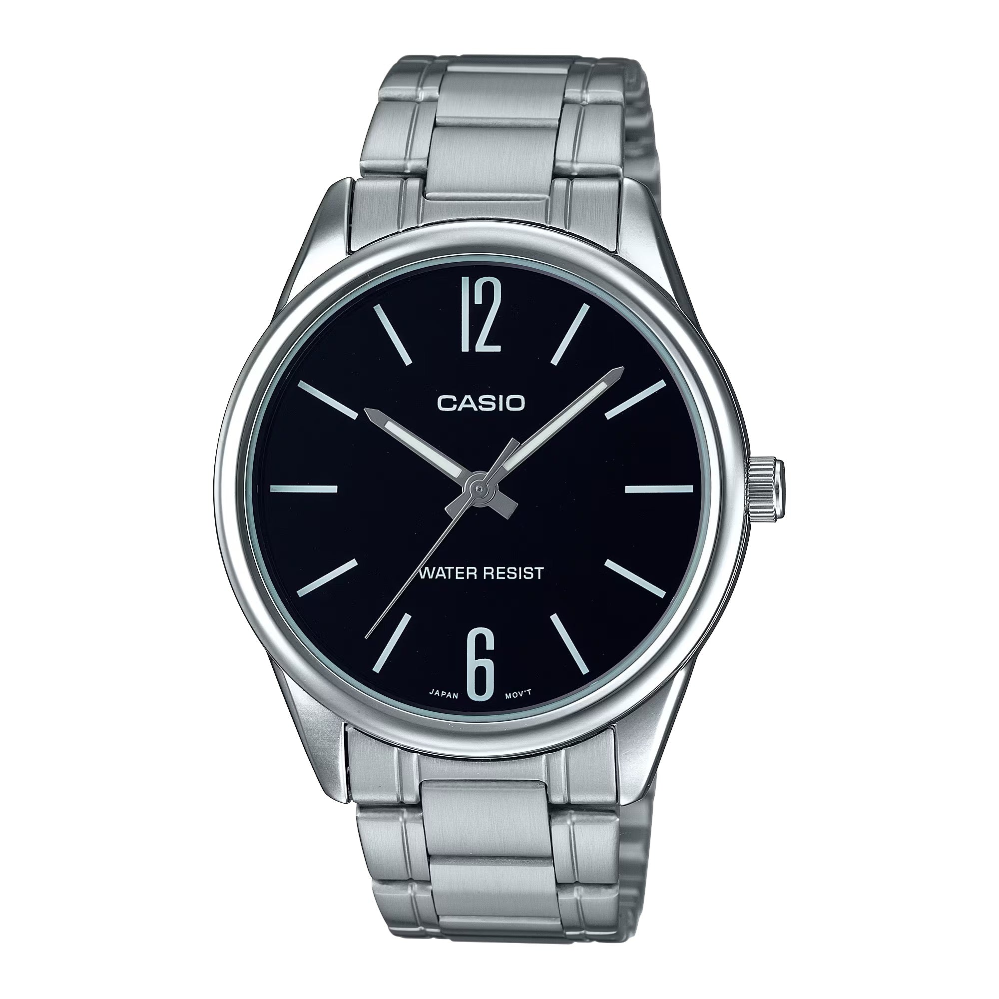 Casio Men Silver Analog Watch with Black Dial - MTP-V005D-1B