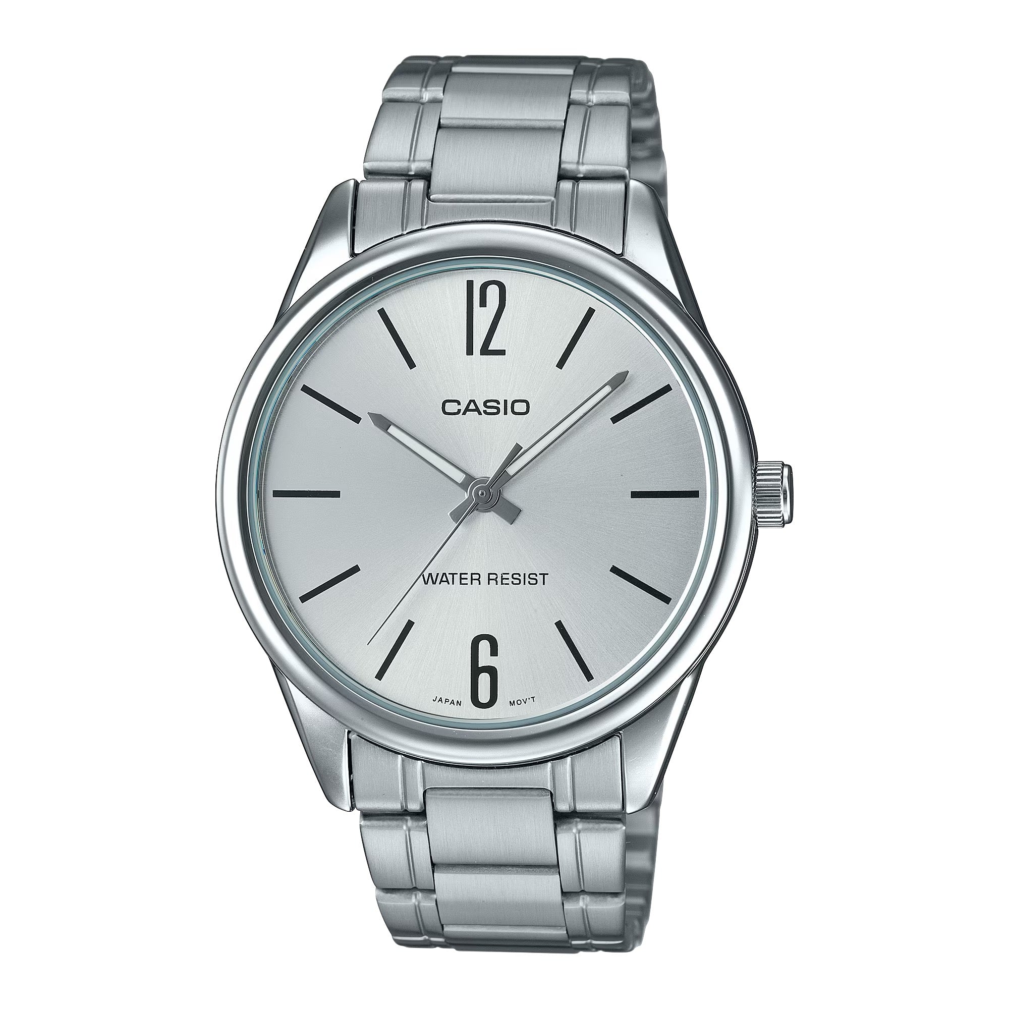 Casio Men Silver Stainless Steel Watch with White Dial - MTP-V005D-7BUDF