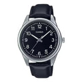 Casio Men Black Leather Watch with Black Dial - MTP-V005L-1B4UDF