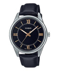 Casio Men Black Leather Watch with Black Dial - MTP-V005L-1B5UDF