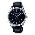 Casio Men Black Leather Watch with Black Dial - MTP-V005L-1BUDF