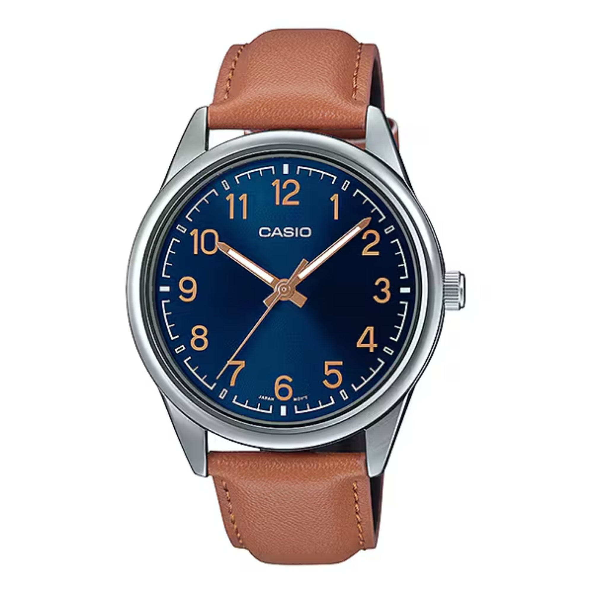 Casio Men Analog Watch with Blue Dial and Leather Strap - MTP-V005L-2B4UDF
