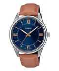 Casio Men Brown Leather Watch with Blue Dial - MTP-V005L-2B5UDF