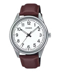 Casio Men White Dial Brown Leather Strap Analog Watch - MTP-V005L-7B4UDF