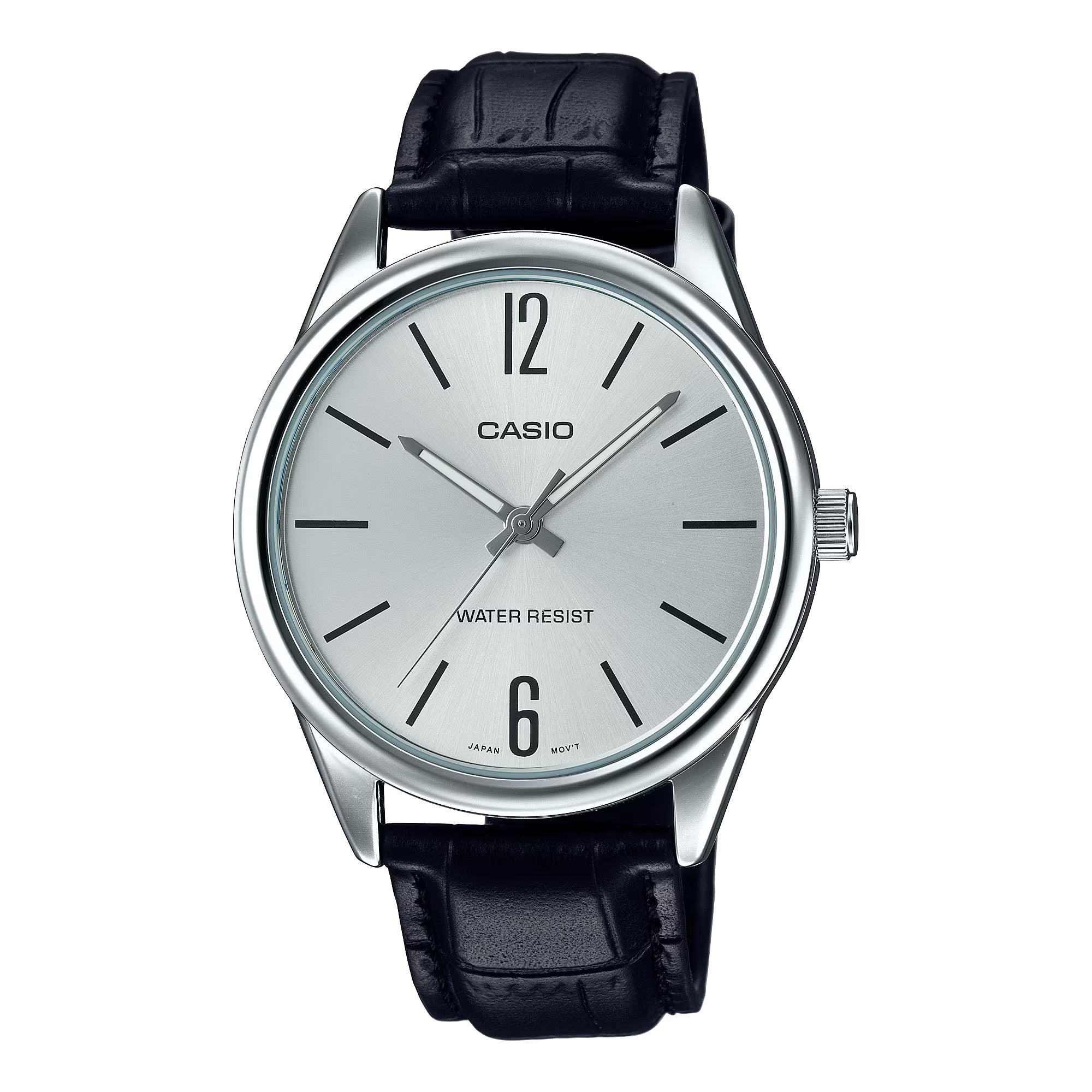 Casio Men Classic Silver Dial Analog Watch with Leather Strap - MTP-V005L-7BUDF