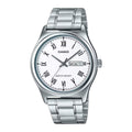 Casio Men White Roman Dial Day Date Analog Watch - MTP-V006D-7BUDF
