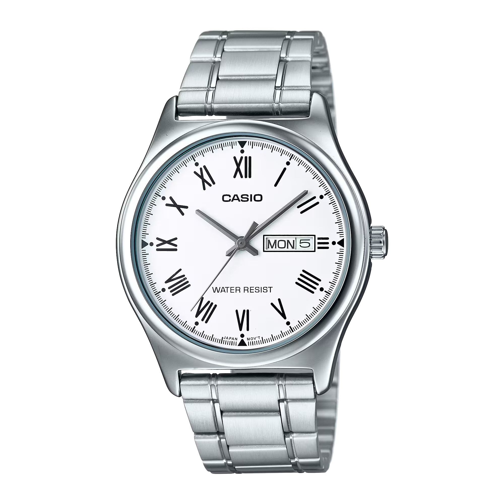 Casio Men White Roman Dial Day Date Analog Watch - MTP-V006D-7BUDF