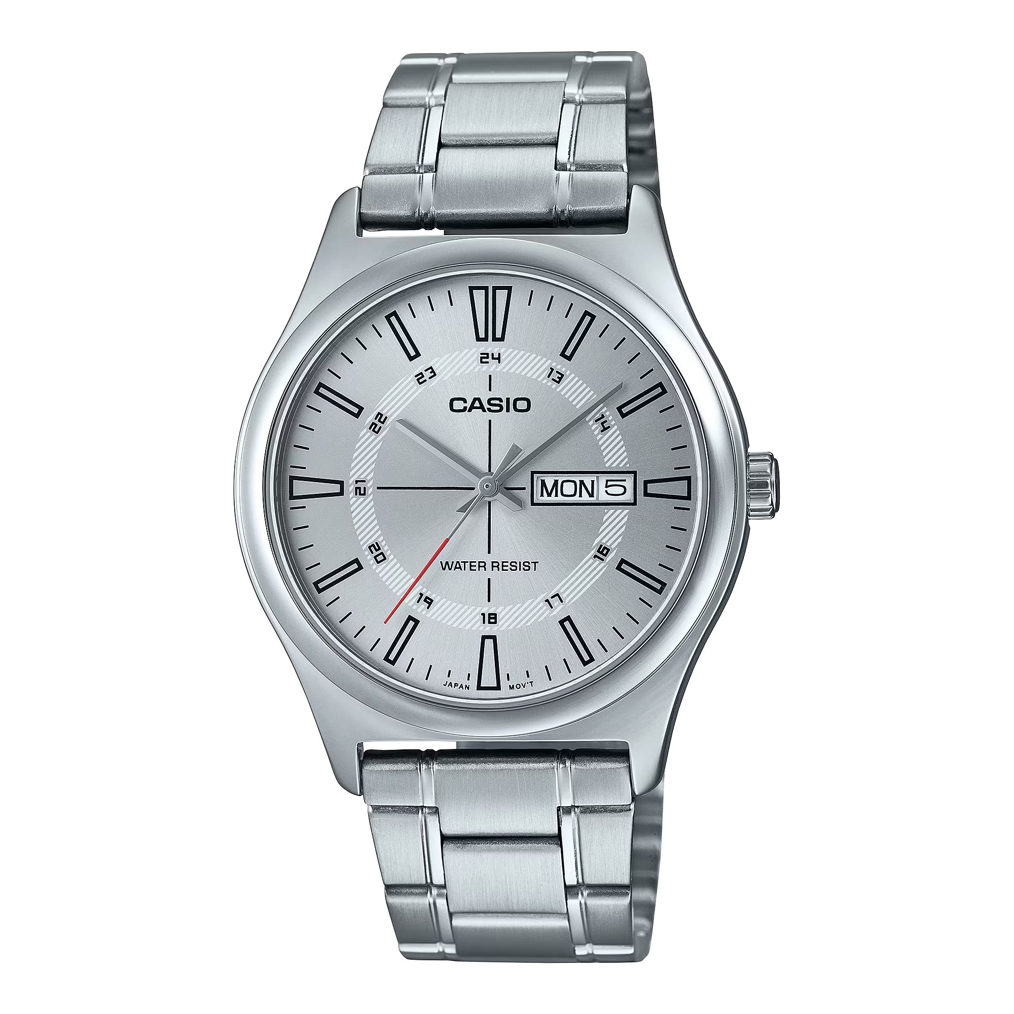 Casio Men Silver Dial Day Date Analog Watch with Bracelet - MTP-V006D-7CUDF