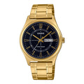 Casio Men Gold-Tone Stainless Steel Black Dial Analog Watch - MTP-V006G-1CUDF