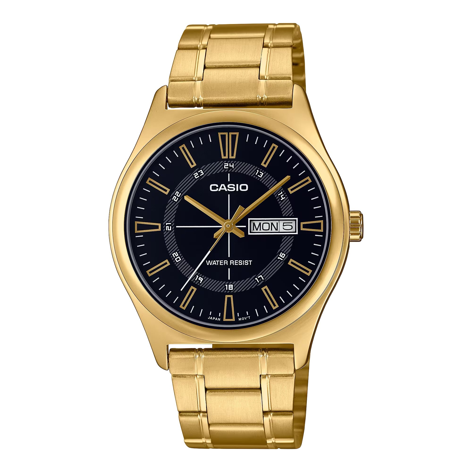Casio Men Gold-Tone Stainless Steel Black Dial Analog Watch - MTP-V006G-1CUDF