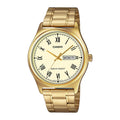 Casio Men Gold Analog Watch Roman Dial Steel Bracelet - MTP-V006G-9BUDF