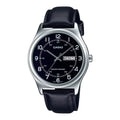 Casio Men Black Leather Watch with Black Dial - MTP-V006L-1B2UDF