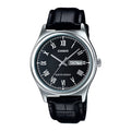 Casio Men Black Roman Dial Day Date Analog Watch with Leather Strap - MTP-V006L-1BUDF