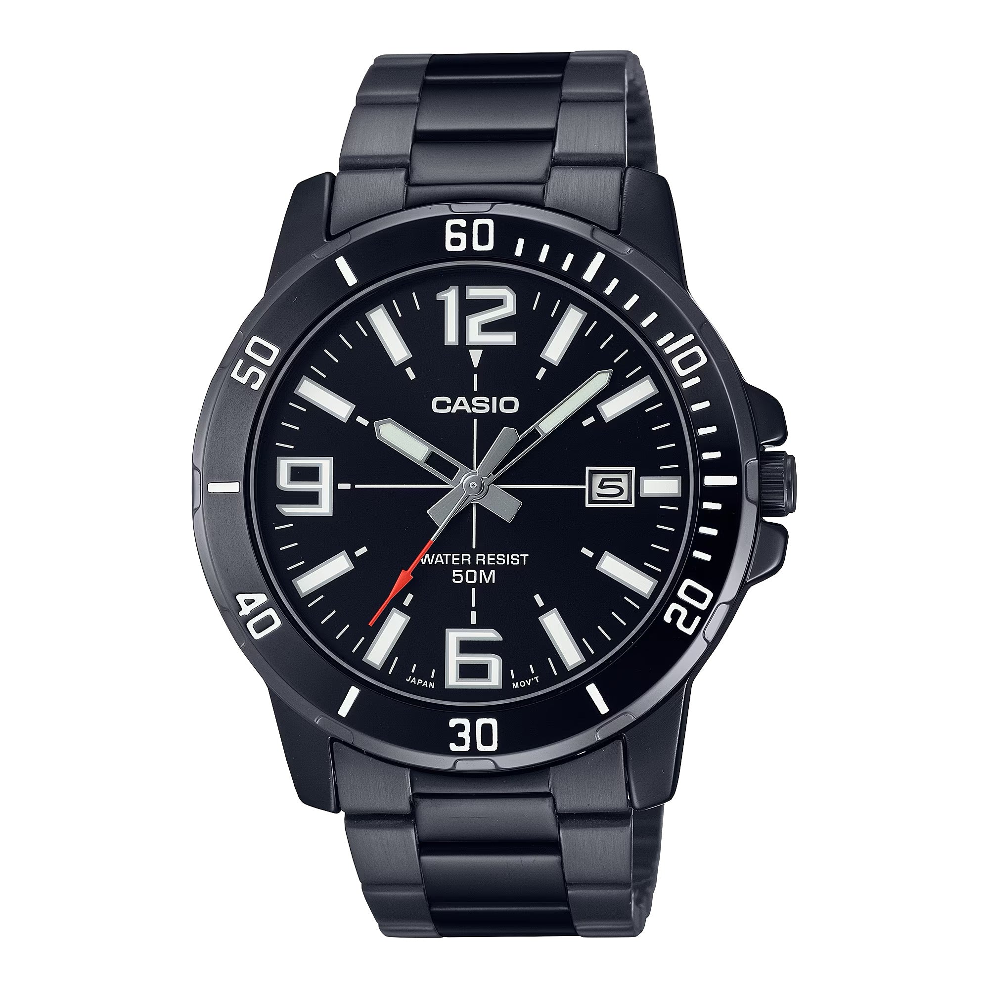 Casio Men Black Dial Stainless Steel Bracelet Watch - MTP-VD01B-1BVUDF