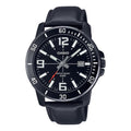 Casio Men Black Analog Watch with Date Display and Leather Band - MTP-VD01BL-1BV