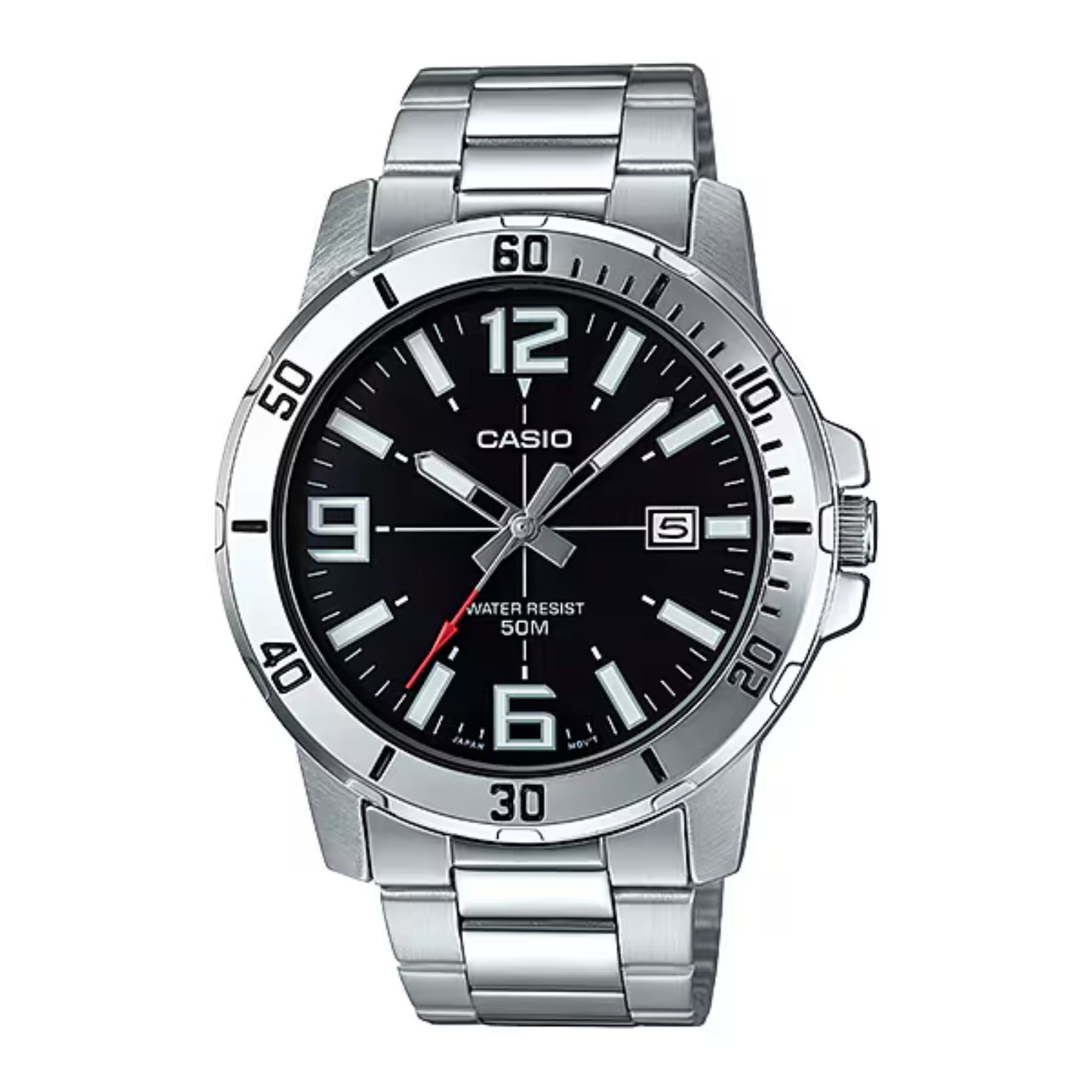 Casio Men Black Dial Analog Watch Steel Bracelet - MTP-VD01D-1BVUDF