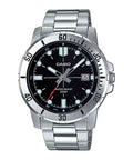 Casio Men Silver Stainless Steel Watch with Black Dial - MTP-VD01D-1EVUDF